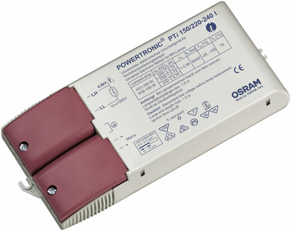 OSRAM Højtryksafladningslampe EVG 150 W (1 x 150 W) med trækaflastning PTI 150/220-240 I VS20