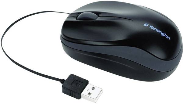Kensington Pro Fit™ Retractable  Maus USB   Optisch Schwarz 3 Tasten 1000 dpi Kabeleinzug, Spritzwassergeschützt