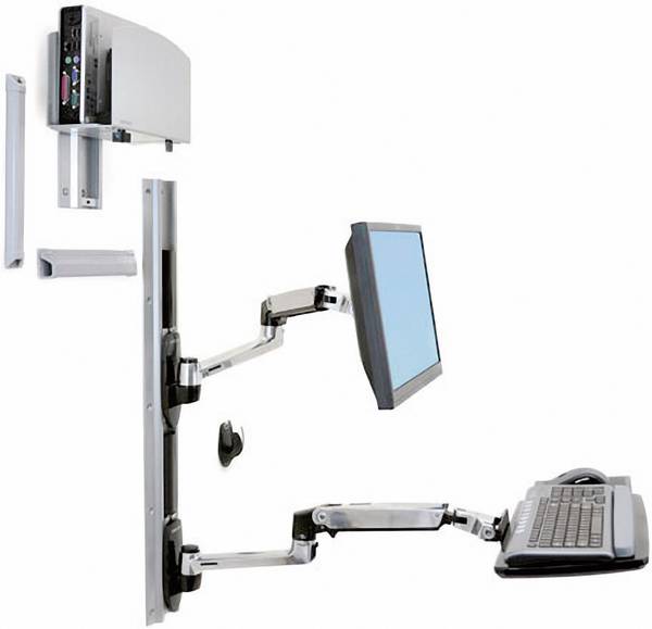Ergotron LX  Monitor-Wandhalterung 1 Display(s) 30,5 cm (12") - 81,3 cm (32") Schwarz, Silber Höhenverstellbar, Tastaturablage, Neigbar, Schwenkbar, Rotierbar, Ausziehbar