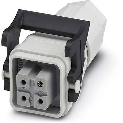 Steckverbinder mit schwarzem Hebel, grauem Gehäuse und drei poligen Anschlüssen.