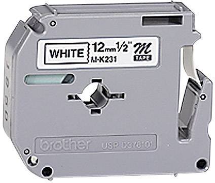 Patronenbandkassette, weißes Band, 12 mm Breite, von Brother, Modell M-K231. Geeignet für Beschriftungsgeräte.