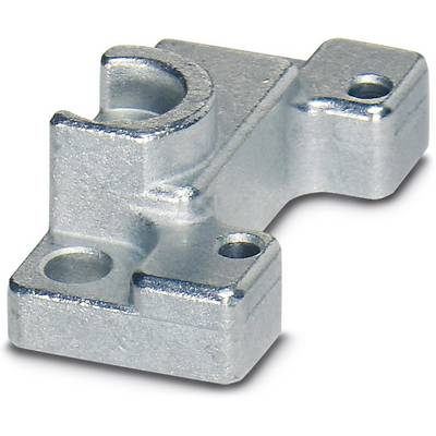 Metallteil mit mehreren Bohrungen und Erhebungen, möglicherweise ein Maschinenteil.