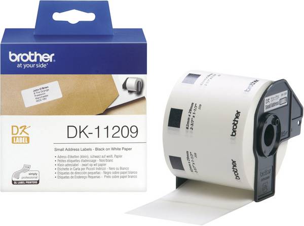 Brother DK-11209 Etiketten Rolle 62 x 29 mm Papier Weiß 800 St. Permanent haftend DK11209 Adress-Etiketten
