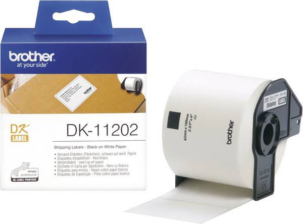 Brother DK-11202 Etiketten Rolle 62 x 100 mm Papier Weiß 300 St. Permanent haftend DK11202 Versand-Etiketten