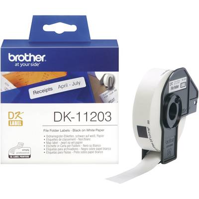 Brother DK-11203 Etiketten Rolle 17 x 87 mm Papier Weiß 300 St. Permanent haftend DK11203 Ordnerregister-Etiketten 