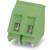 Grüner, zweipoliger Printklemmenblock mit Schraubverbindungen, verwendet zum elektrischen Anschluss von Kabeln auf einer Leiterplatte.