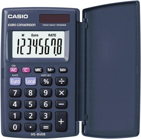 Casio HS-8VER  Taschenrechner Dunkelblau Display (Stellen): 8 solarbetrieben, batteriebetrieben (B x H x T) 62.5 x 10 x 104 mm