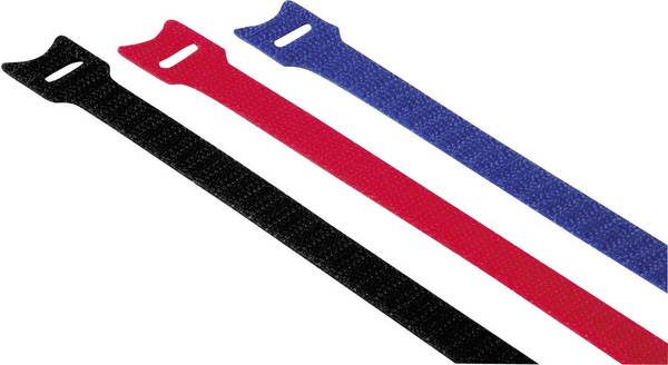 Hama Klett-Kabelbinder Kunststoff Rot, Blau, Schwarz flexibel (L x B) 14.5 cm x 12 mm 12 St. 00221005