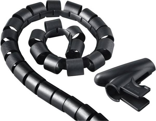 hama 00220997 Flexibler Spiral-Kabelschlauch, universal, 30 mm, 1,5 m, Schwarz