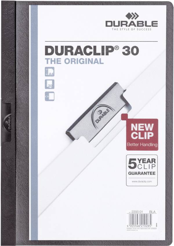 Durable Klemmmappe DURACLIP 30 - 2200 220001 DIN A4 Schwarz