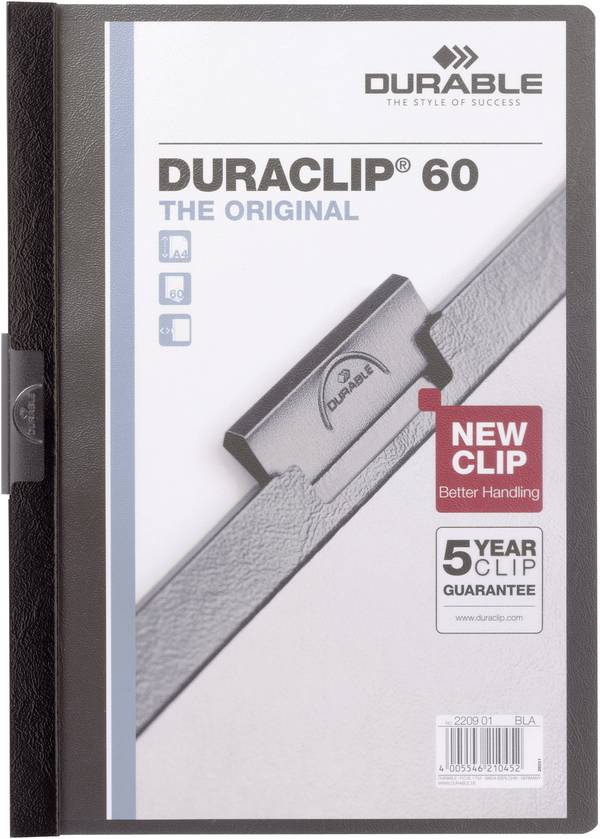 Durable Klemmmappe DURACLIP 60 - 2209 220901 DIN A4 Schwarz