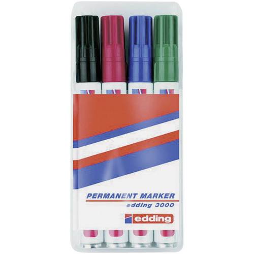 Edding 3000 4-3000-4-1999 Permanentmarker Schwarz, Rot, Blau, Grün wasserfest: Ja