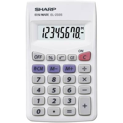 Sharp EL-233 S  Taschenrechner Weiß Display (Stellen): 8 batteriebetrieben (B x H x T) 62 x 8 x 105 mm 