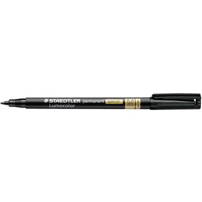 Schwarzer Lumocolor Permanent Marker von Staedtler, mit feiner Spitze, auf weißem Hintergrund.