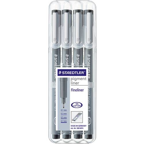 Staedtler 308 WP4 308 WP4 Fineliner Schwarz 0.1 mm, 0.3 mm, 0.5 mm, 0.7 mm 4 St.