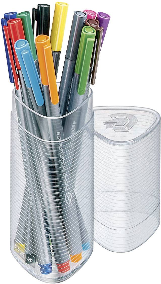 STAEDTLER Fineliner triplus, 12er Dreikantbox Strichstärke: 0,3 mm, dreieckig, DRY SAFE, Schaft silb