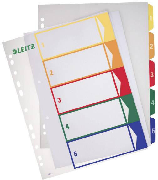 LEITZ PC-beschriftbares Register - Plastik - Blau - Grün - Orange - Rot - Gelb - Polypropylene (PP)