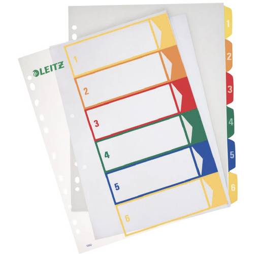 Thumbnail - Leitz 12920000 Register DIN A4, Überbreite 1-6 Polypropylen Mehrfarbig 6 Registerblätter PC-beschriftbar 12920000