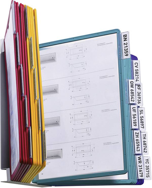 Durable Sichttafelwandhalter VARIO WALL 20 - 5512 Blau, Gelb, Grün, Rot DIN A4 Anzahl der mitgelieferten Sichttafeln 20