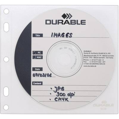 Durable CD/DVD Ordner-Hülle 523919 2 CDs/DVDs/Blu-rays Transparent, Weiß Polypropylen 10 St.