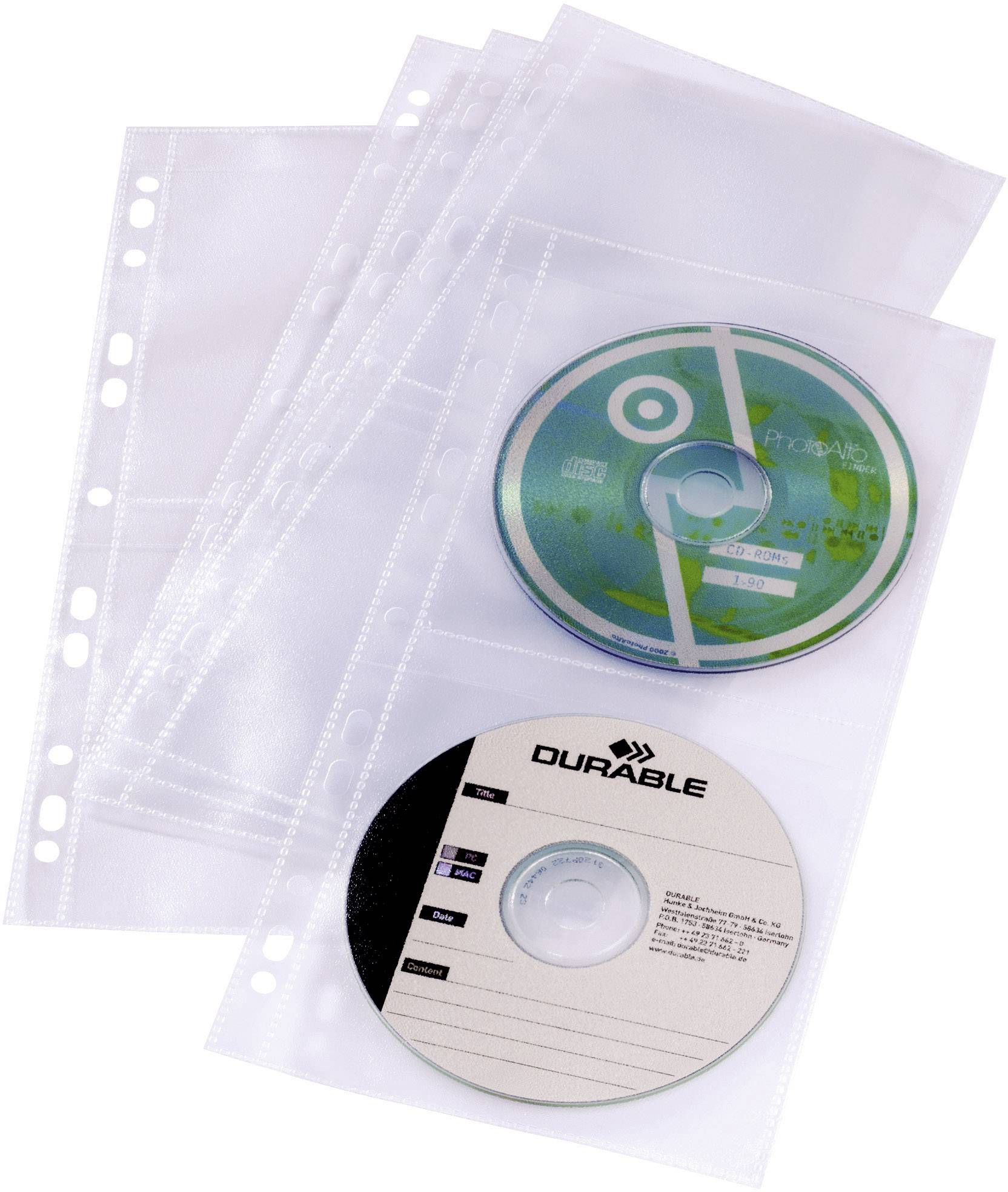 DURABLE CD/DVD-Hüllen für Ringbücher 5er-Set 5282-19 Transparent 4 CDs/DVDs