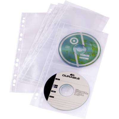 Durable 4fach CD/DVD Ordner-Hülle 4 CDs/DVDs/Blu-rays Polypropylen Transparent 5 St.  528219
