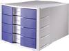 HAN Schubladenbox IMPULS 1010-X-14 DIN C4 4Schubfächer l.grau/blau