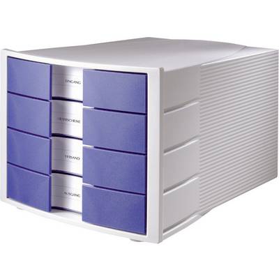 HAN Schubladenbox IMPULS 1010-X-14 DIN C4 4Schubfächer l.grau/blau-0