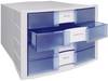 HAN Schubladenbox IMPULS 1010-X-64 DIN C4 4Schubfächer l.grau/blau
