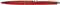 Ein roter Kugelschreiber mit silbernem Clip.