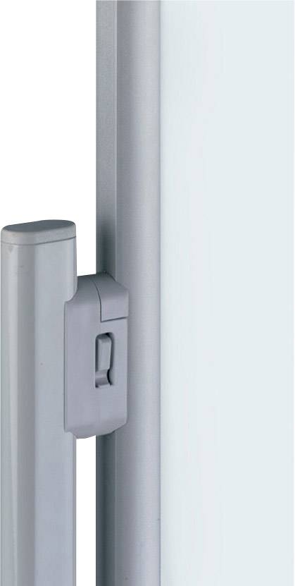 Ein graues, zylindrisches Scharnier an einem vertikalen Metallrahmen, möglicherweise Teil eines Türschließmechanismus.