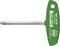'T-Schlüssel mit grünem Griff, hergestellt in Deutschland, Wiha-Logo und Produktcode. Werkzeug zur Handhabung von Schrauben.'