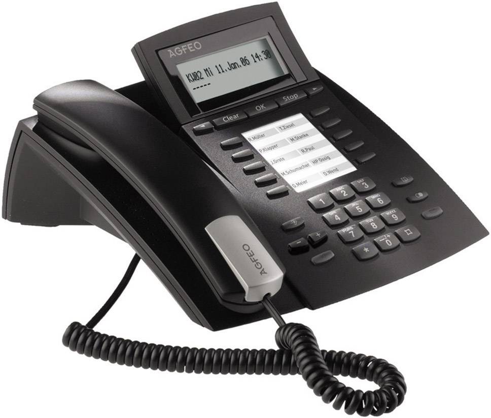 Agfeo Telekommunikation ST 22 Systemtelefon, ISDN Freisprechen Beleuchtetes Display Schwarz-1