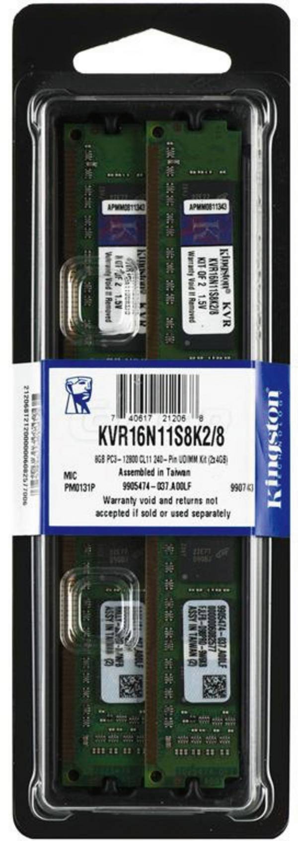 Kingston ValueRAM - DDR3 - kit - 8 GB: 2 x 4 GB - DIMM 240-PIN - 1600 MHz / PC3-12800