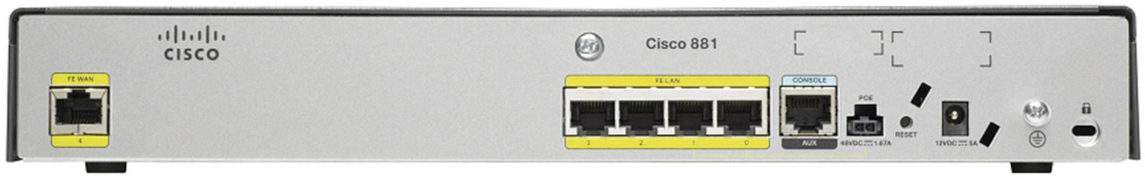 Cisco 881 Ethernet Security - Router 4-Port-Switch10/100-Mbps Fast Ethernet WAN-1
