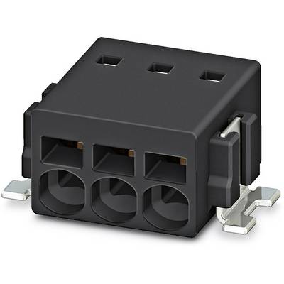 Schwarzer elektrischer Stecker mit drei Anschlussklemmen und seitlichen Metallklammern zur Befestigung.