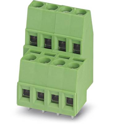 Grüner Steckverbinder mit sechs Anschlussklemmen, geeignet für elektronische Verbindungen.