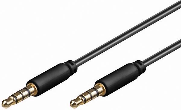 Goobay Audio Verbindungskabel AUX, 3,5 mm Stereo 4-pol., Slim, CU Klinke 3,5 mm Stecker (4-Pin, stereo) > Klinke 3,5 mm