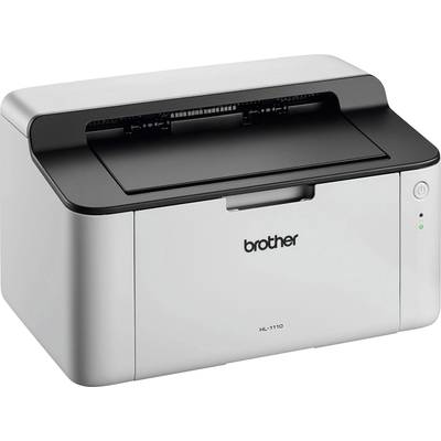Ein grauer Laserdrucker mit schwarzer Abdeckung und dem Schriftzug 'brother' auf der Vorderseite.