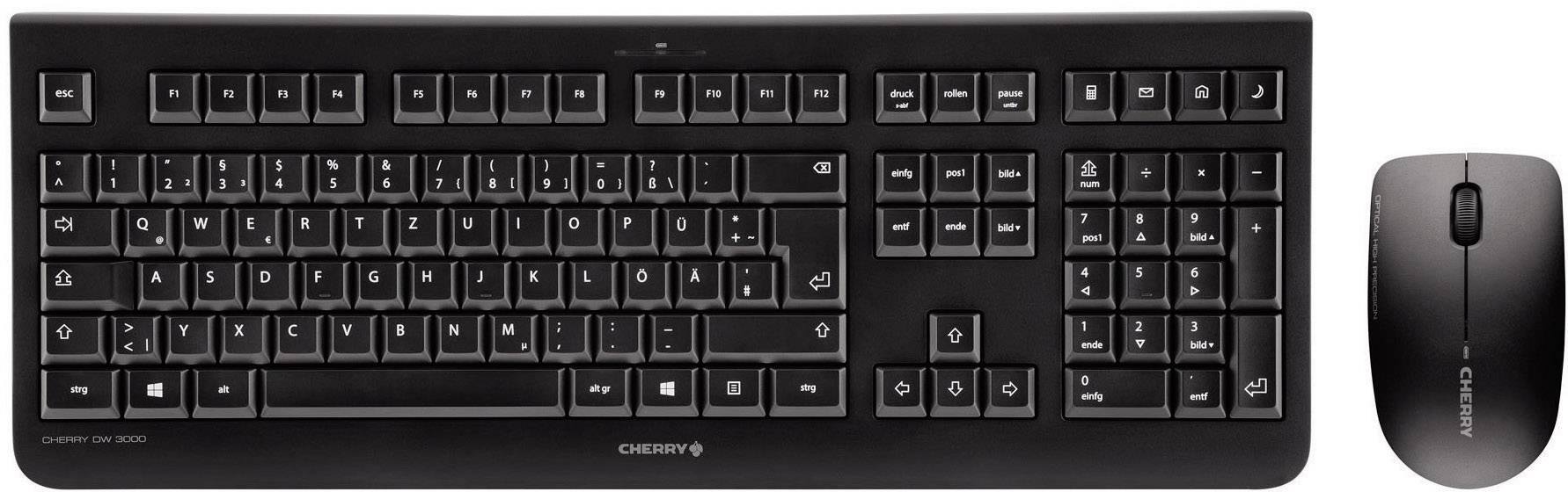 CHERRY DW 3000 Funk Tastatur, Maus-Set Deutsch, QWERTZ Schwarz