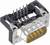 Ein schwarzer und silberner D-Sub Stecker mit neun Pins, hergestellt von Harting.