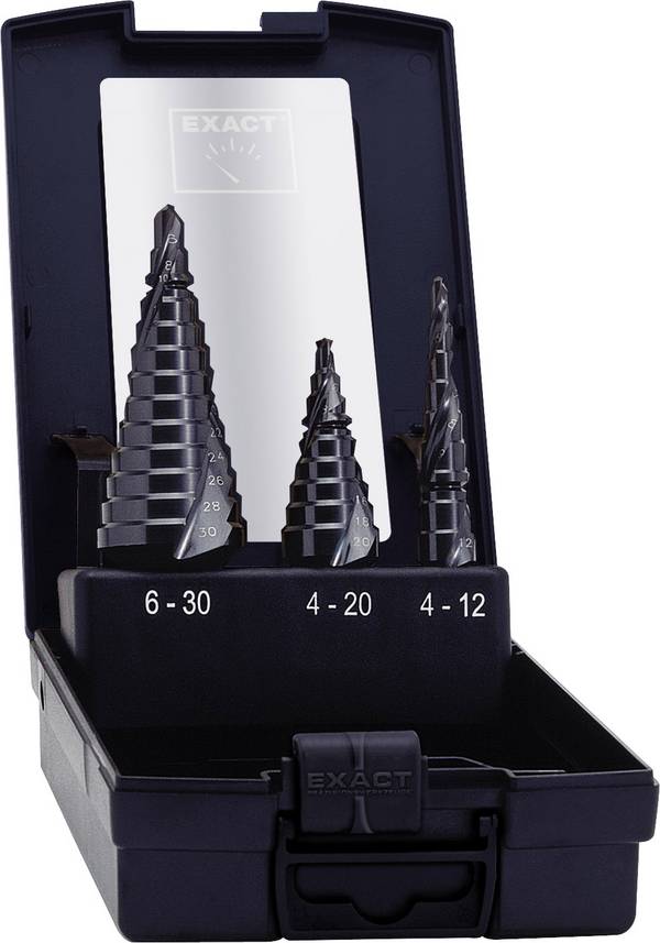 Exact 50071  HSS Stufenbohrer-Set 3teilig   TiAIN  3-Flächenschaft 1 Set