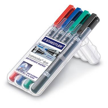 STAEDTLER Permanentmarker Lumocolor duo 348 WP4 0,6mm/1,5mm 4 St./Pack.-0