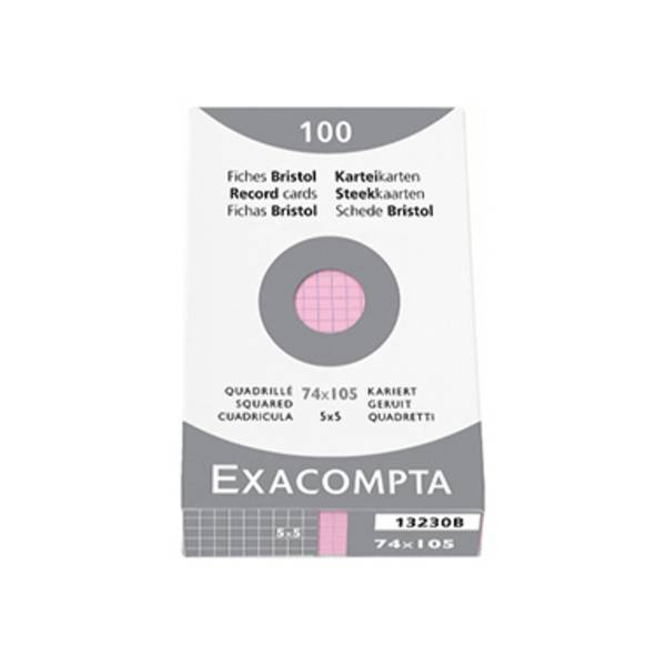 Exacompta Karteikarte 13230B DIN A7 kariert Karton rosa 100 St./Pack.