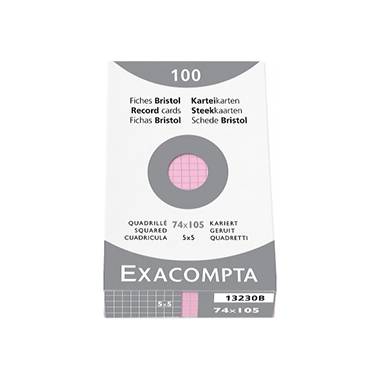 Exacompta Karteikarte 13230B DIN A7 kariert Karton rosa 100 St./Pack.-0