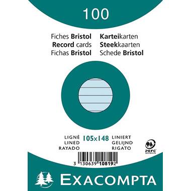 Exacompta Karteikarte 10819SE DIN A6 liniert blau 100 St./Pack.-0