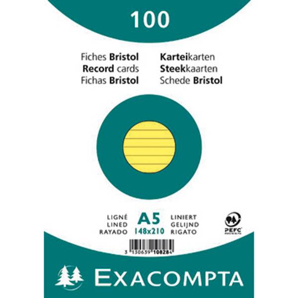 Exacompta Karteikarte 10828SE DIN A5 liniert gelb 100 St./Pack. - Artikel: 144075310