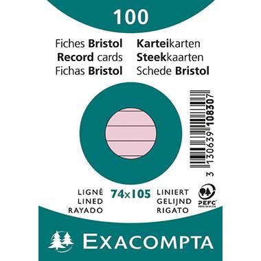 Exacompta Karteikarte 10830SE DIN A7 liniert rosa 100 St./Pack. - Artikel: 144074732
