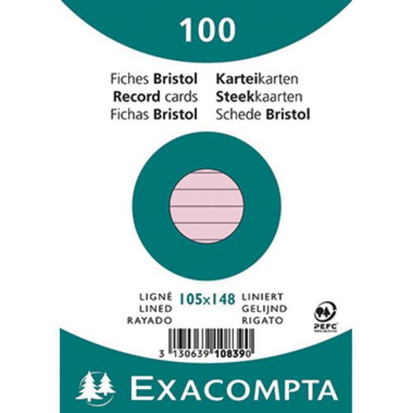 Karteikarte DIN A6 liniert rosa 100 St./Pack.