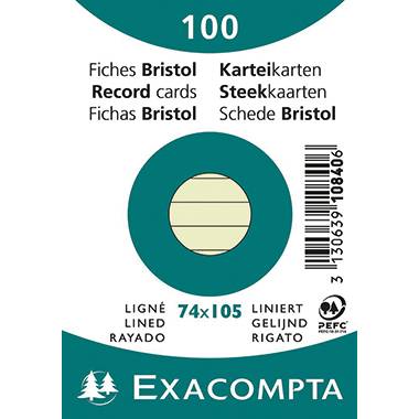 Exacompta Karteikarte 10840SE DIN A7 liniert grün 100 St./Pack.